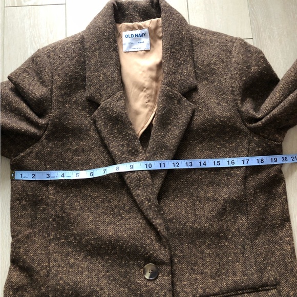Old Navy Tweed Wool Blend Blazer Jacket in Brown Size M Tall - Picture 6 of 11